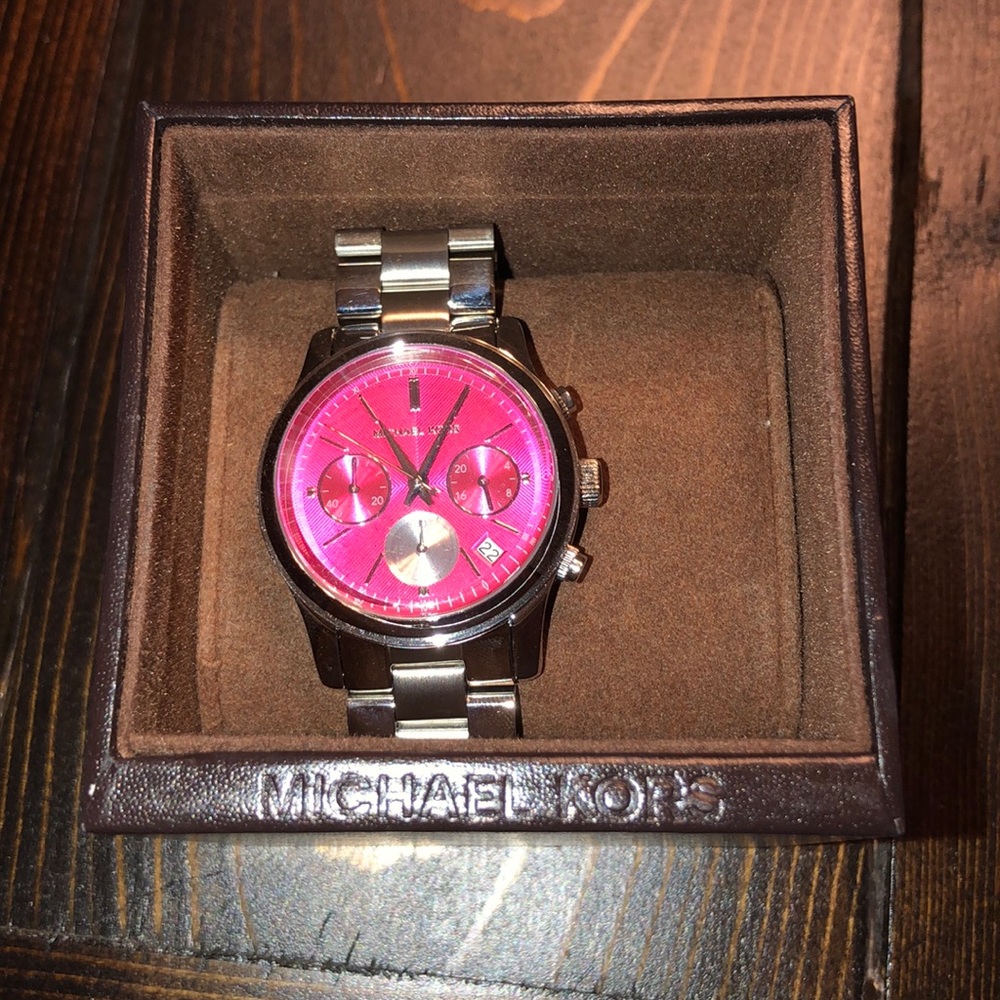 Michael Kors Pink & Silvertone watch